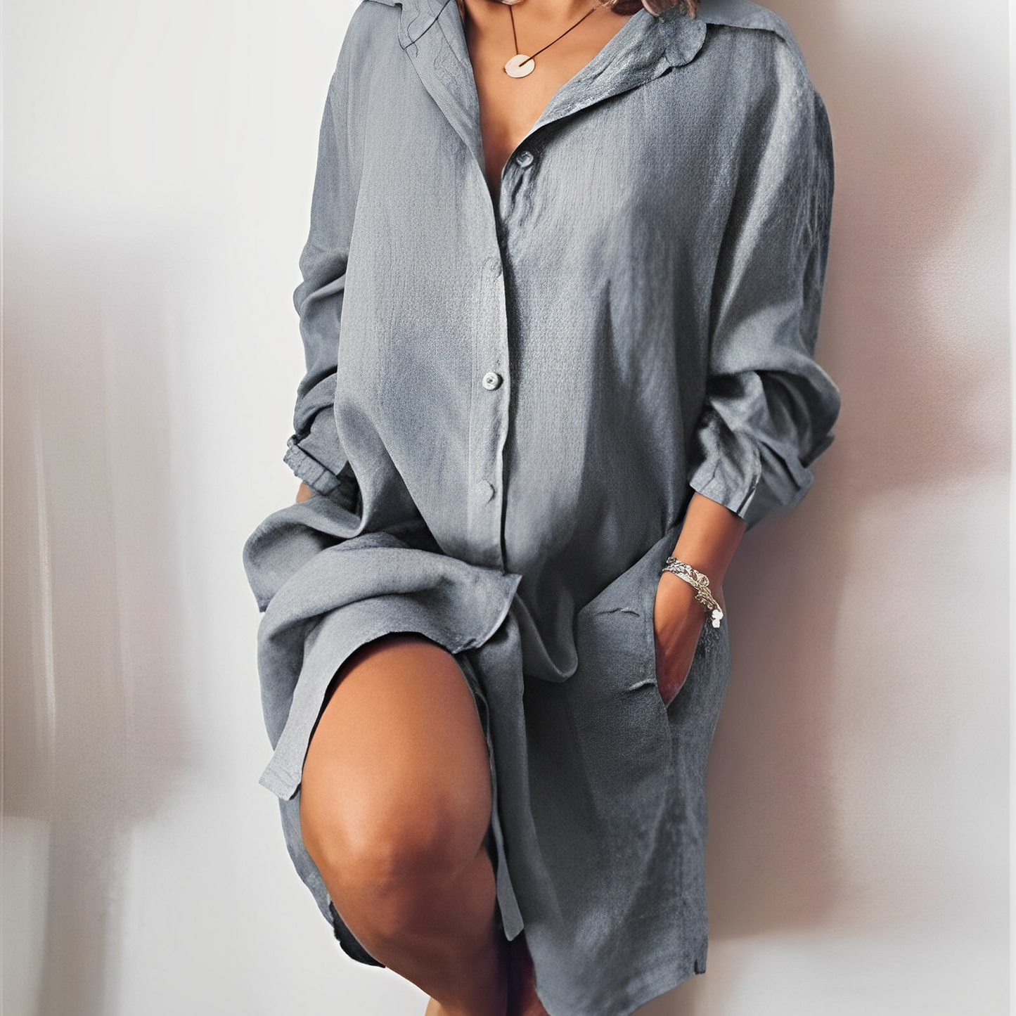 Jalisia | Stijlvolle Dames Shirt Jurk met Zakken