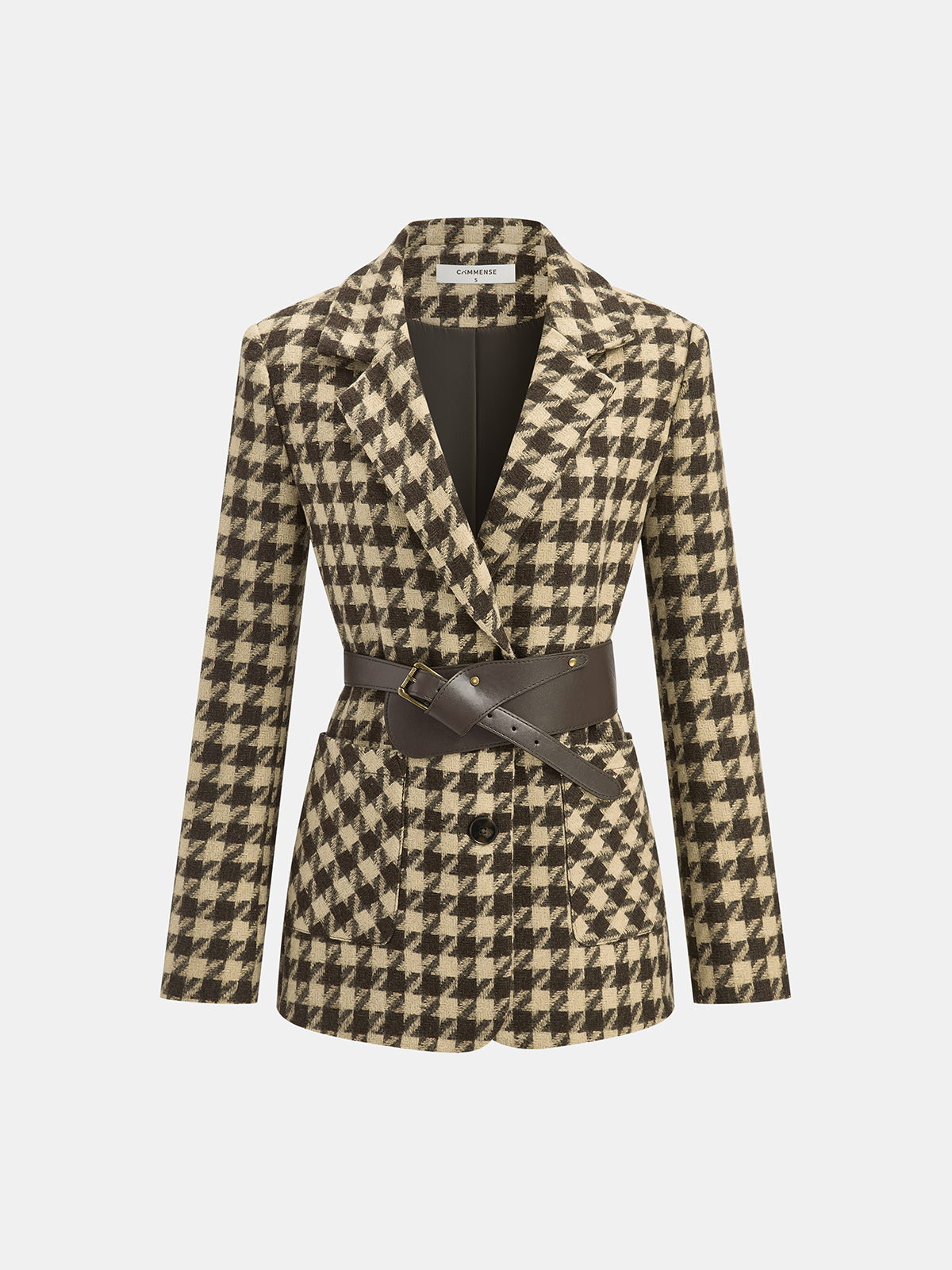 Blaire | Dames Blazer - Geweven Stoffen met Pied-de-Poule Riem, Lange Mouwen 7