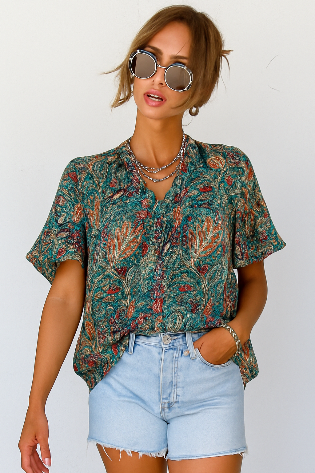 Cis | Korte Blouse met Plof Mouwtjes