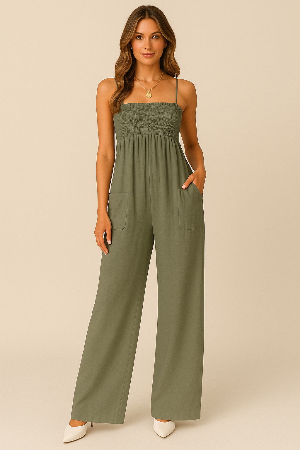 Sandra | Luchtige Jumpsuit met Ruches en Stijlvolle Zakken