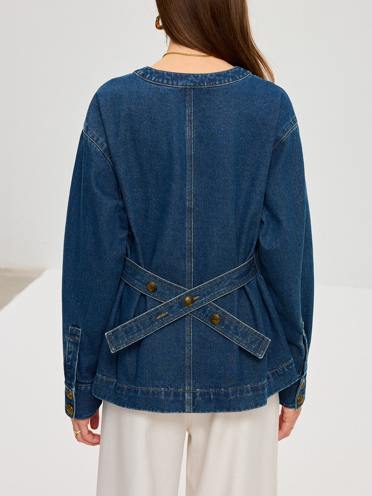 Deni | Dames Tussenjas - Casual Denim Met Ceintuur