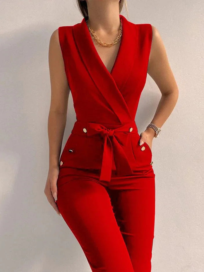 Elara | Dames Jumpsuit van Hoogwaardige Stof, Mouwloos en Elegant