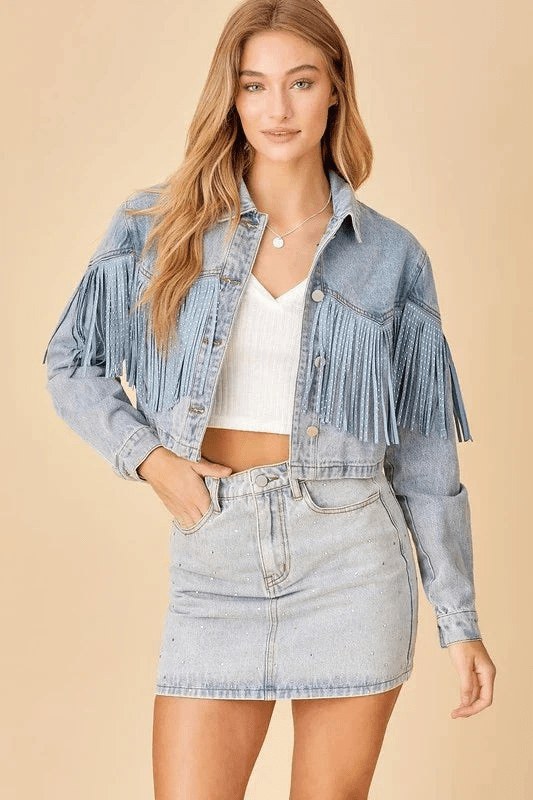 Fiep | Stijlvolle Denim Jas Dames - Boho Chic met Franjes