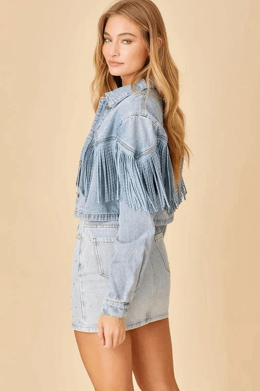 Fiep | Stijlvolle Denim Jas Dames - Boho Chic met Franjes