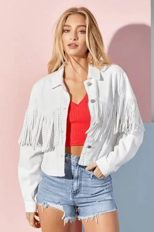 Fiep | Stijlvolle Denim Jas Dames - Boho Chic met Franjes