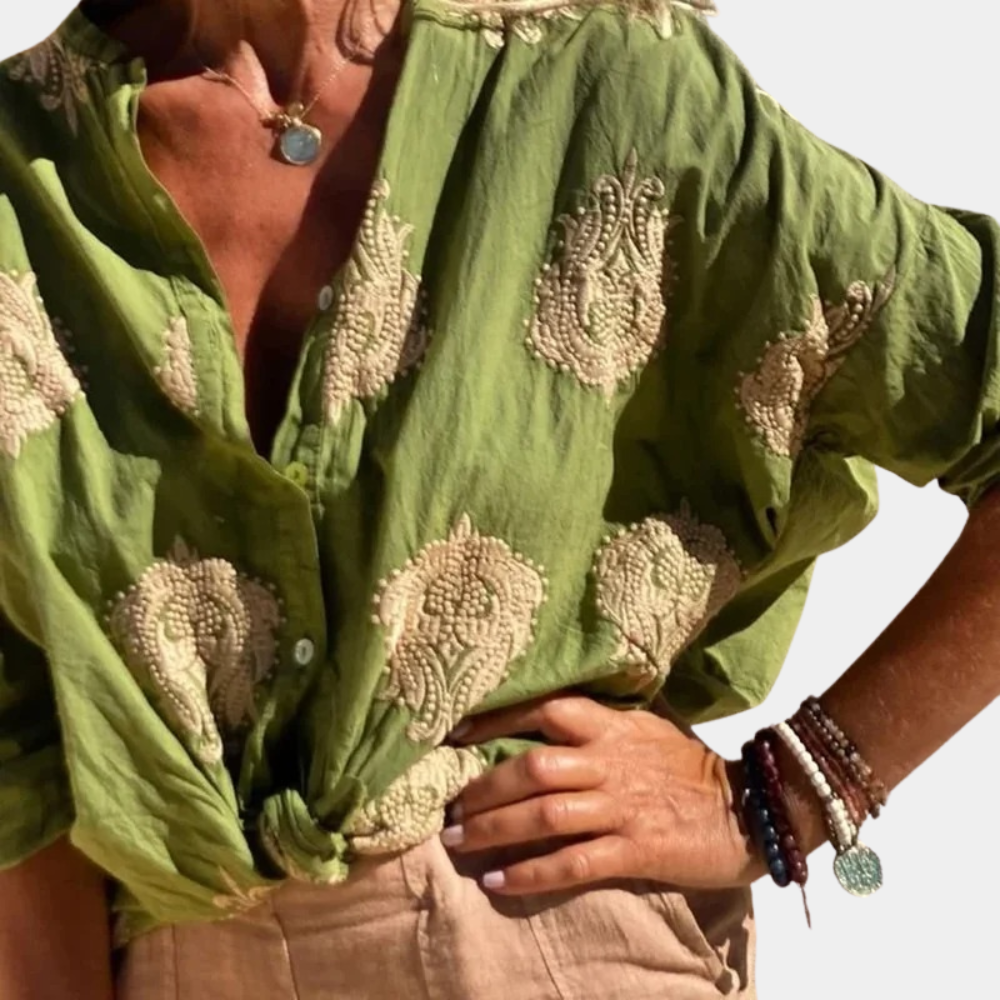 Mariet | Blouse met Print en Lange Mouw