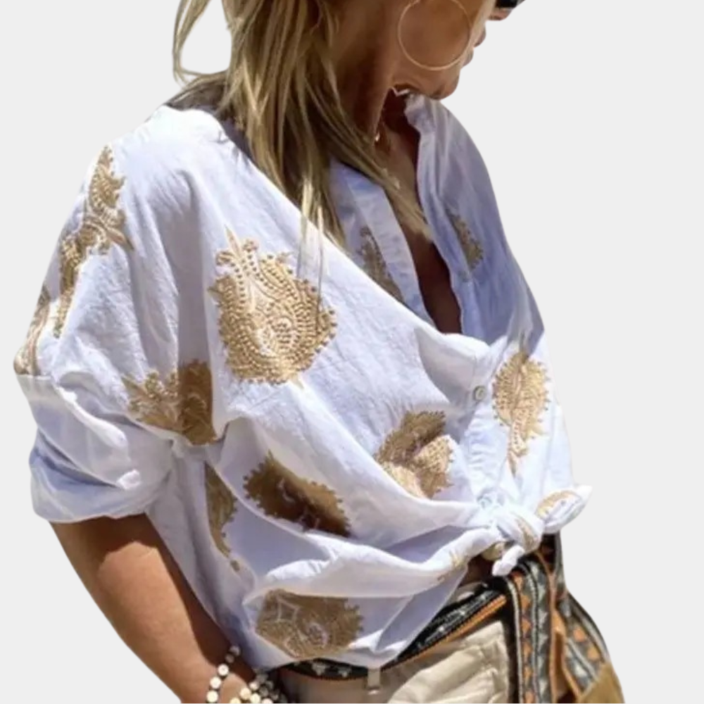 Mariet | Blouse met Print en Lange Mouw