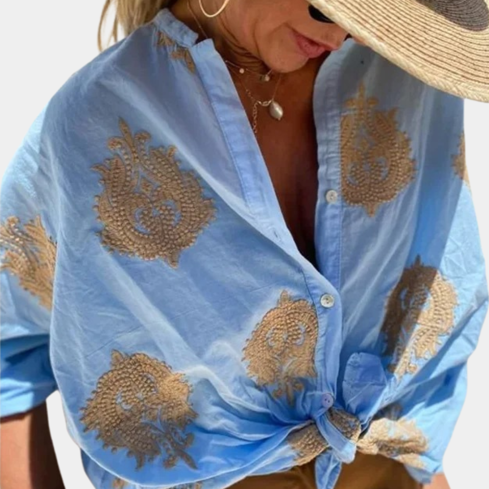Mariet | Blouse met Print en Lange Mouw