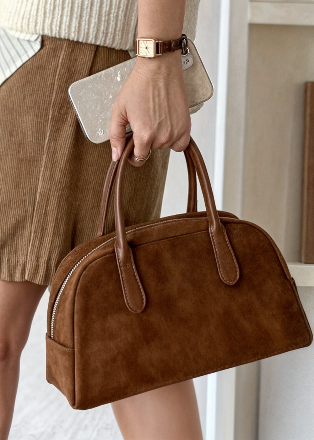 Evelyn | Dames Handtas - Suede Look, Compact en Stijlvol