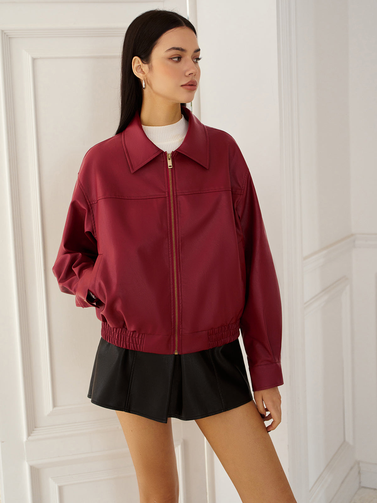 Fero | Casual Vegan Leren Jas Dames - Kort Model met Lange Mouwen