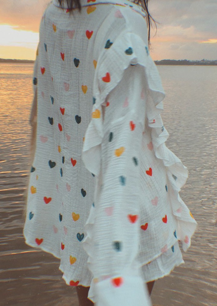 Jenika | Loungewear Set van Katoen met Hartjes Print - Zomers & Stijlvol