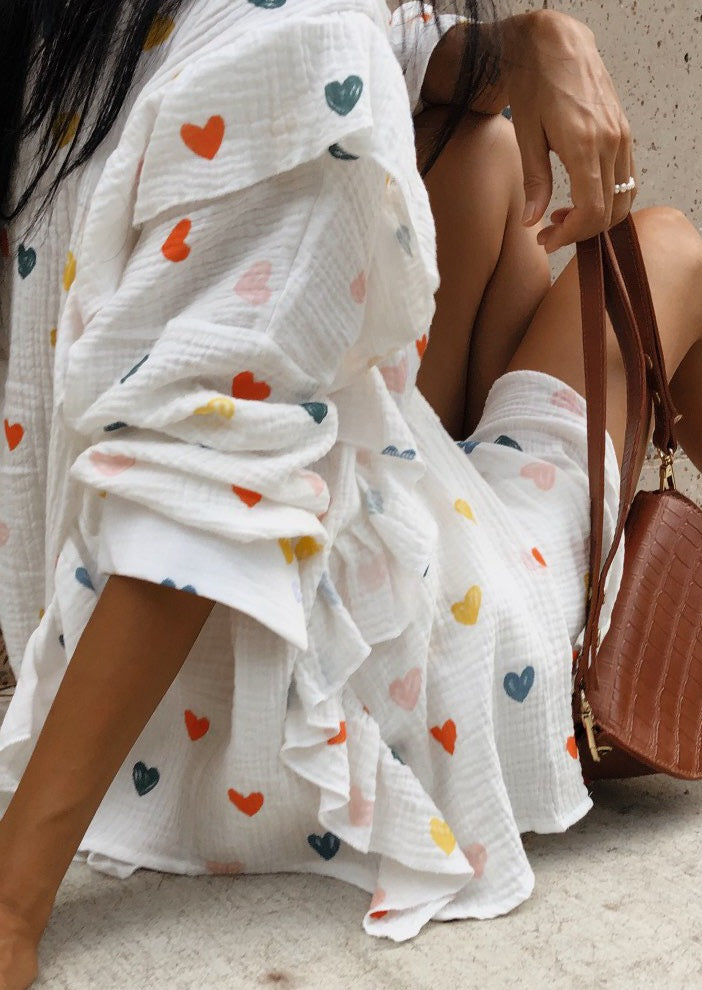 Jenika | Loungewear Set van Katoen met Hartjes Print - Zomers & Stijlvol