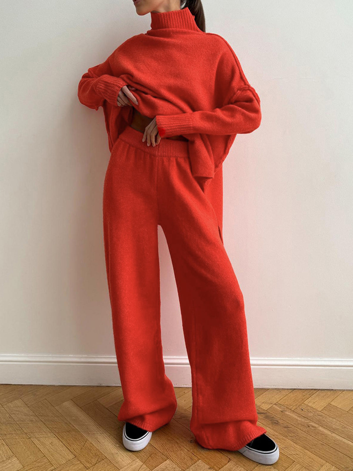 Gwen | Tweedelige Dames Set - Comfy Turtleneck Trui en Broek Set - Medium Stretch