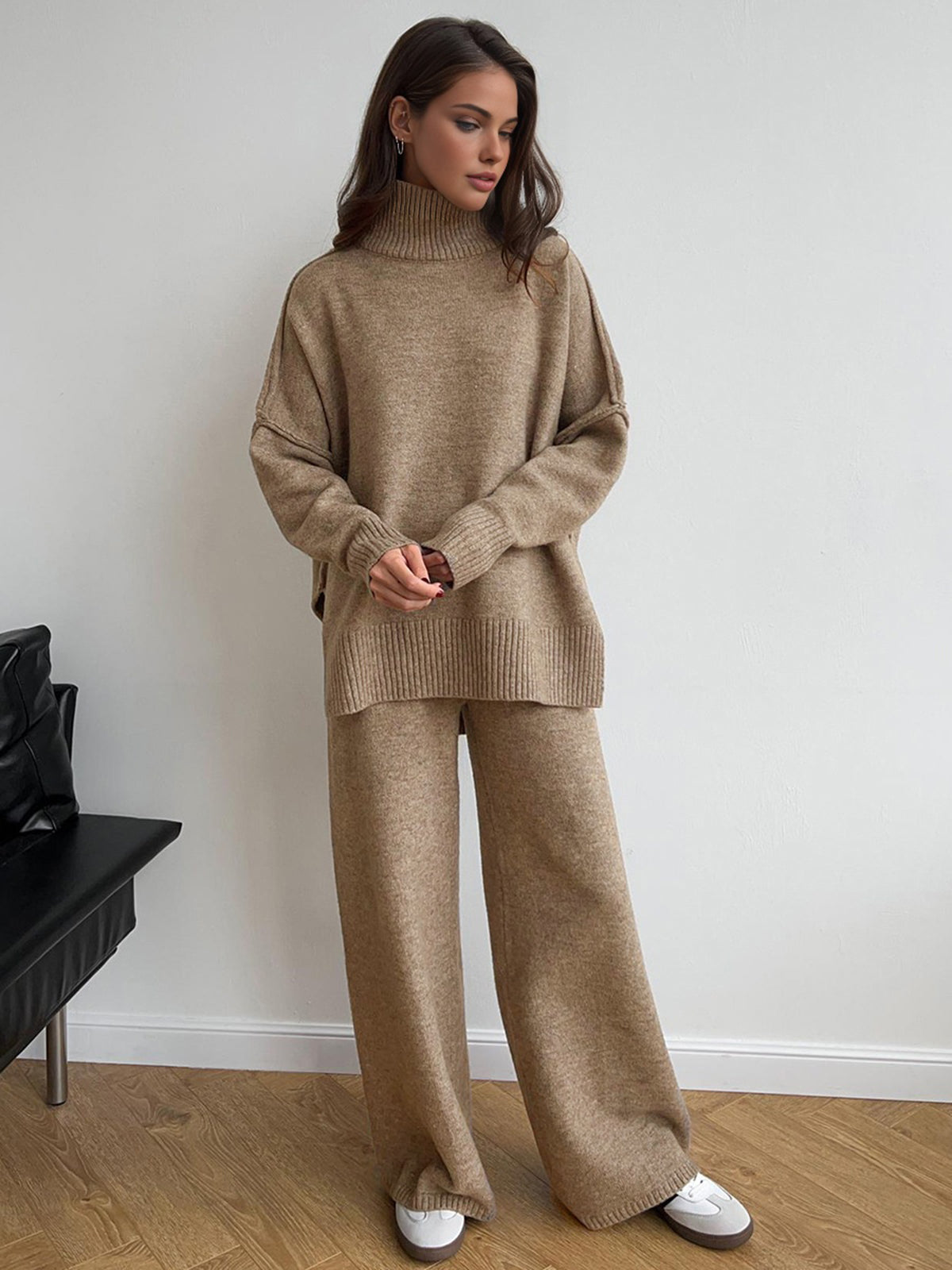 Gwen | Tweedelige Dames Set - Comfy Turtleneck Trui en Broek Set - Medium Stretch