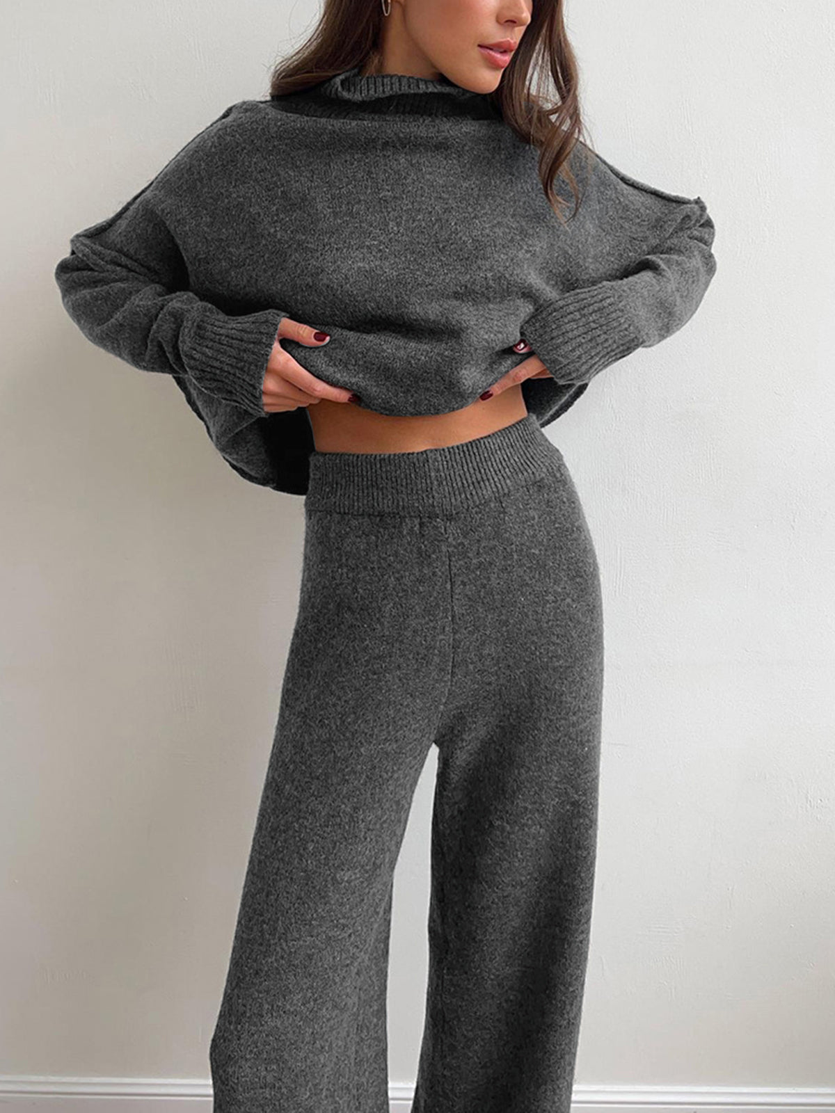 Gwen | Tweedelige Dames Set - Comfy Turtleneck Trui en Broek Set - Medium Stretch