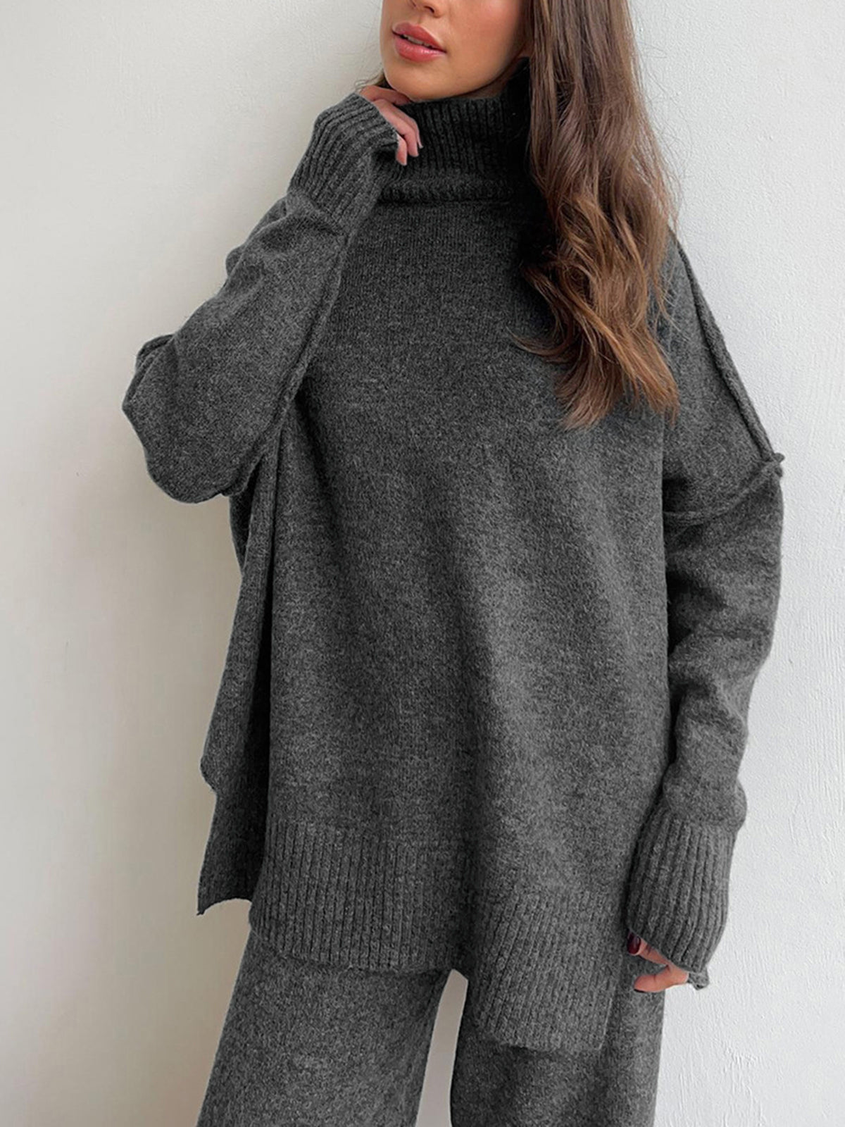 Gwen | Tweedelige Dames Set - Comfy Turtleneck Trui en Broek Set - Medium Stretch