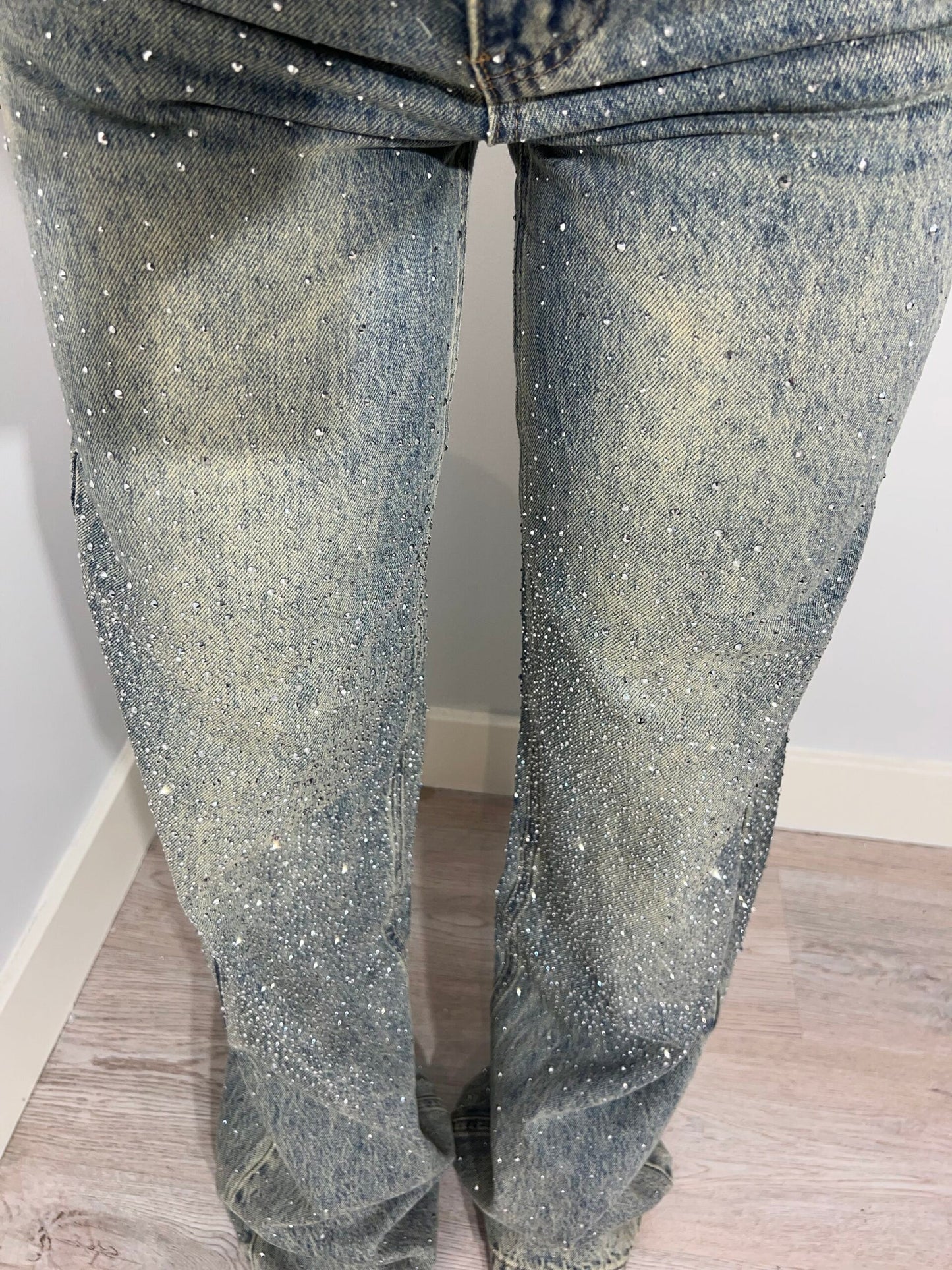 Sanay | Rechte high‑waist Jeans met Glitter Details