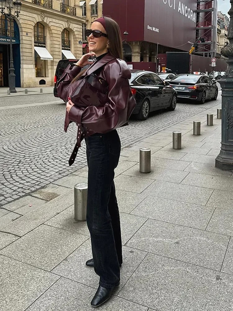 Nola | Stijlvolle Leren Jas met Luxe Schouderdetails