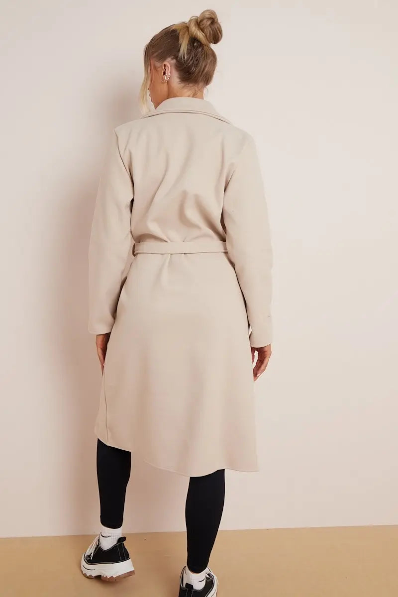 Cindy | Lange Wollen Dames Trenchcoat met Ceintuur – Elegant & Warm