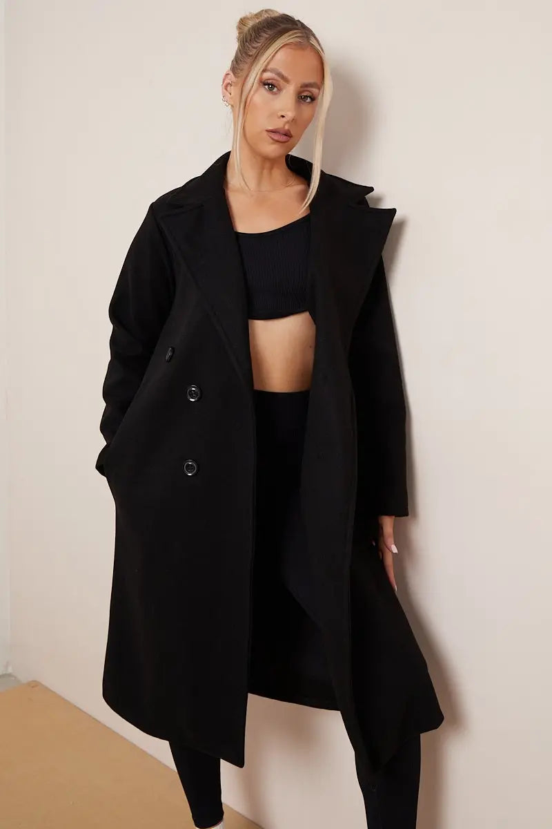 Cindy | Lange Wollen Dames Trenchcoat met Ceintuur – Elegant & Warm