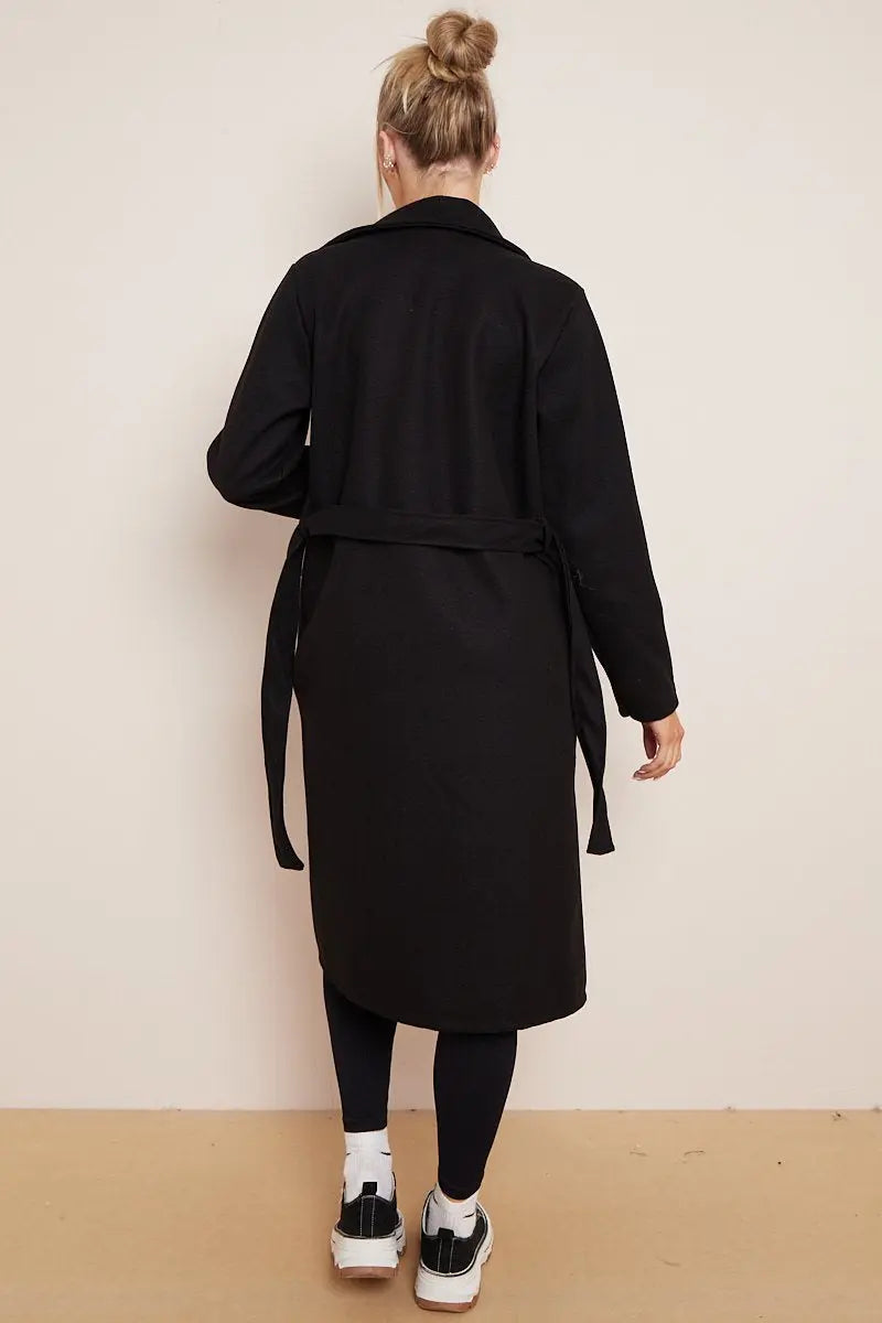 Cindy | Lange Wollen Dames Trenchcoat met Ceintuur – Elegant & Warm