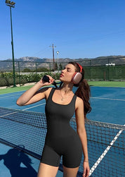 Caitlin | Zwart Ribbed Bodysuit Dames – Naadloos & Sculptend