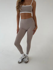 Anissa | Beige Comfy Legging met Hoge Taille