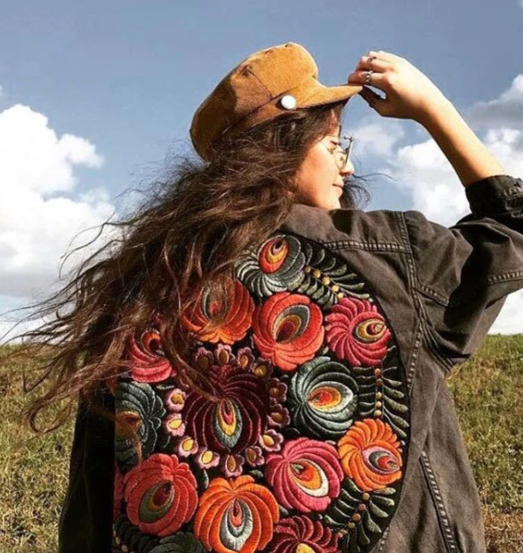 Seana | Comfortabel Denim Jack met Bloemenprint