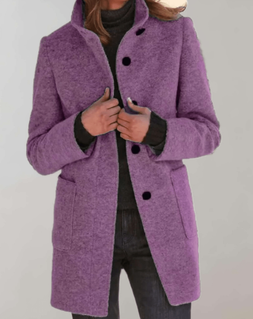 Gerdi | Dames Winterjas Winter - Wolmix met Hoge Hals en Praktische Zakken