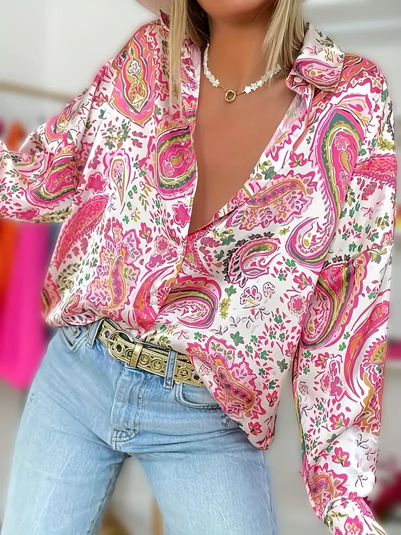 Jina | Blouse met Lange Mouwen en Floral Print