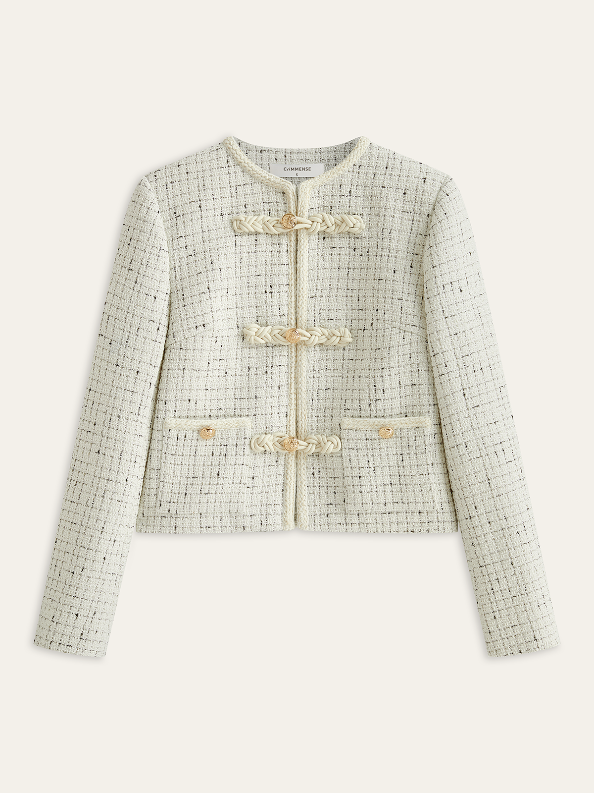 Metria | Dames Jas met Tweed Metalen Details - Regular Fit