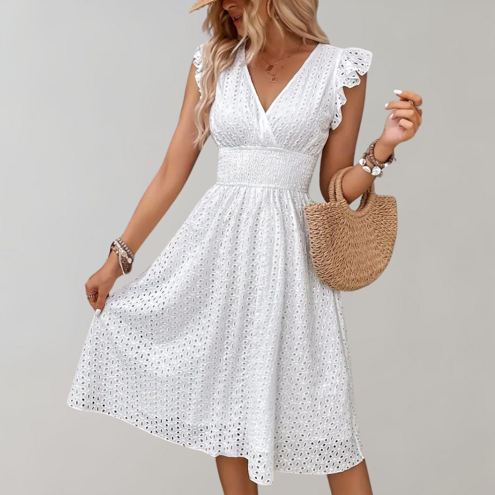 Livia | Mouwloze Zomerjurk Met Ruches