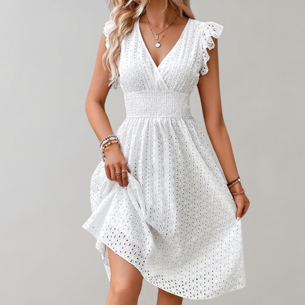 Livia | Mouwloze Zomerjurk Met Ruches