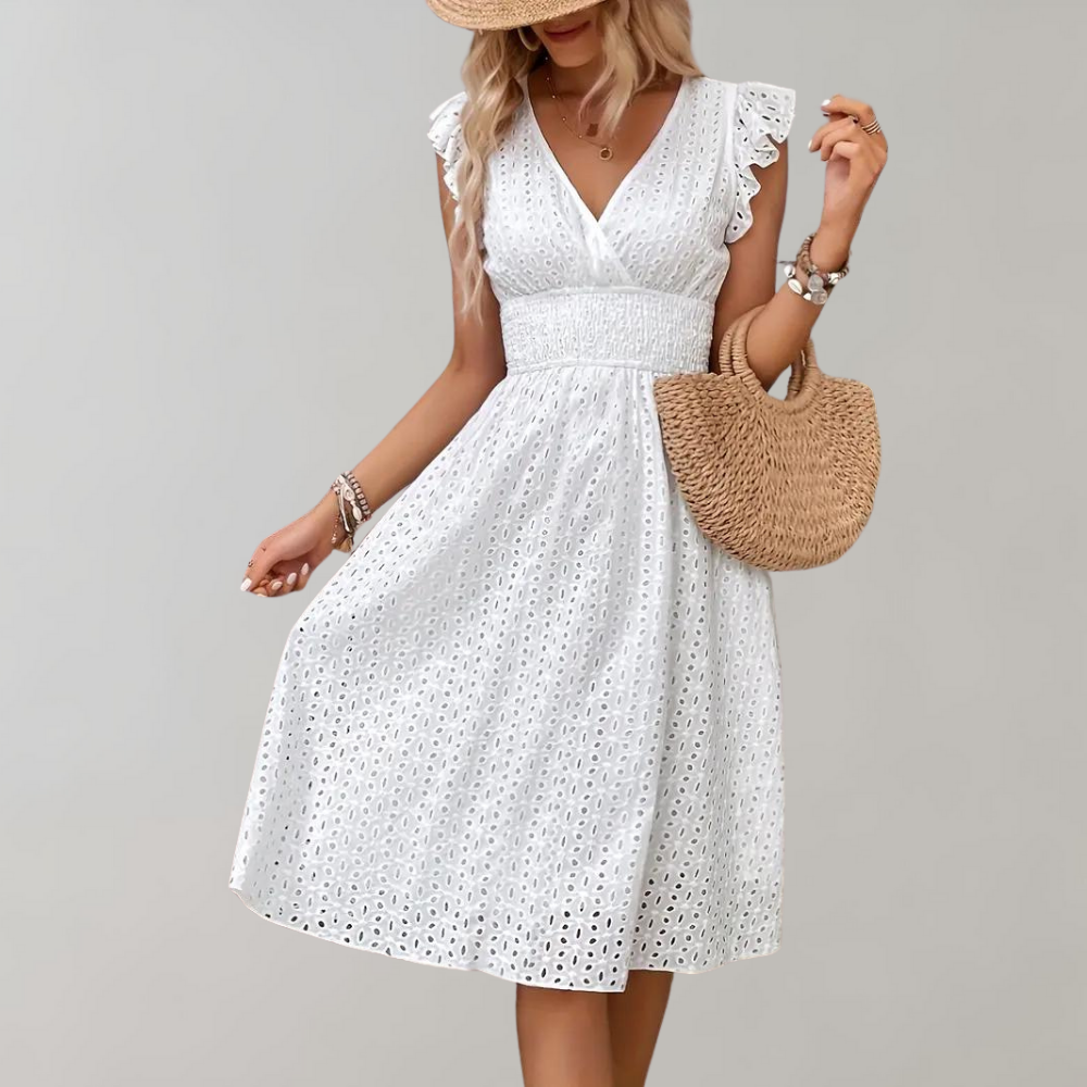 Livia | Mouwloze Zomerjurk Met Ruches