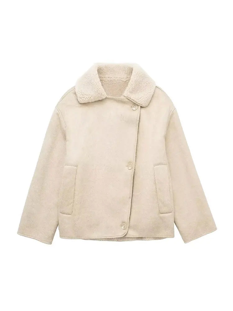 Aira | Biker Look Winterjas met Teddy Voering – Warm & Stoer