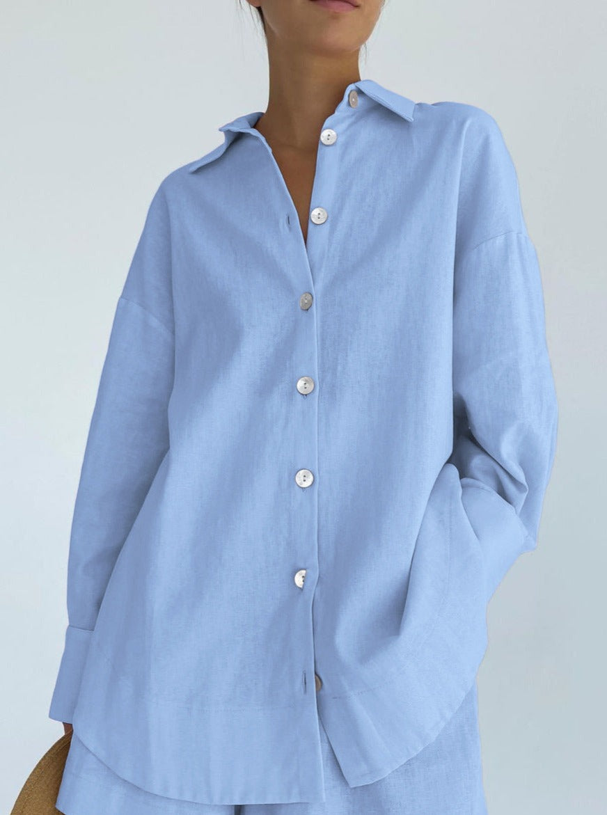 Ylva | Katoenen Set met Oversized Blouse en Korte Broek