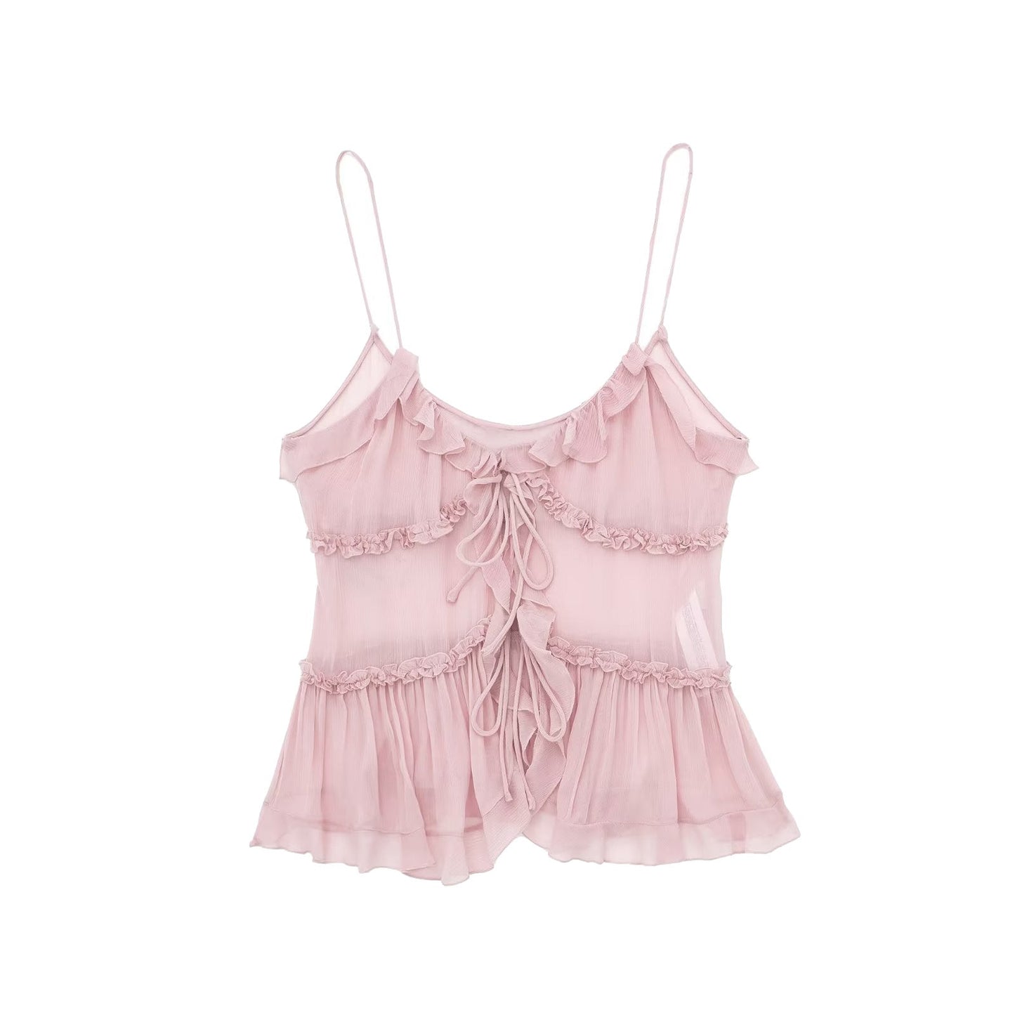 Verah | Camisole Top met Transparante Chiffonlaag – Elegant