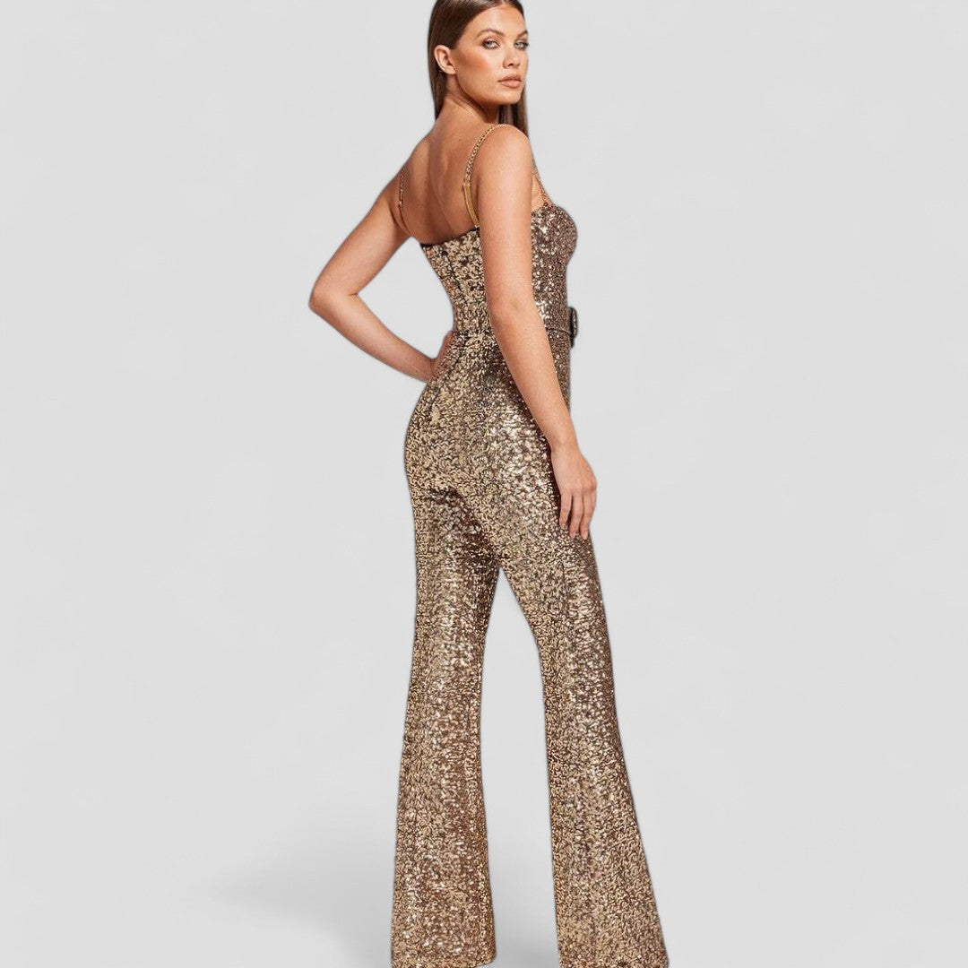 Jackie | Pailletten Flared Jumpsuit