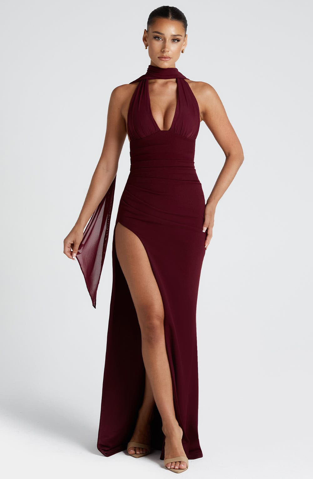 Shylah | Halter Maxi Avondjurk met Split