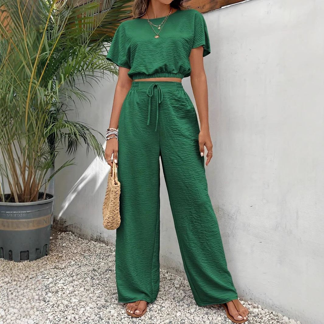 Kay | Tweedelige Set voor Dames - Crop Top met Wijde Broek
