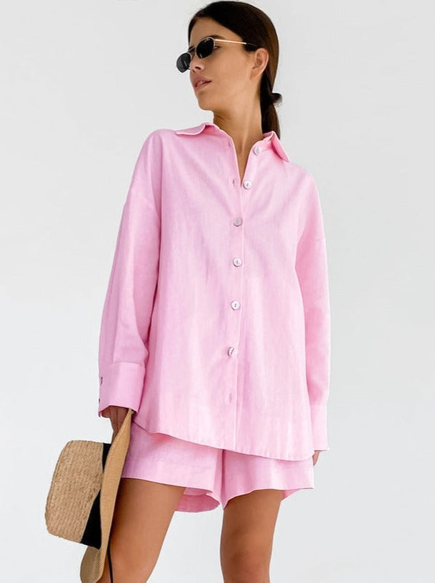 Ylva | Katoenen Set met Oversized Blouse en Korte Broek