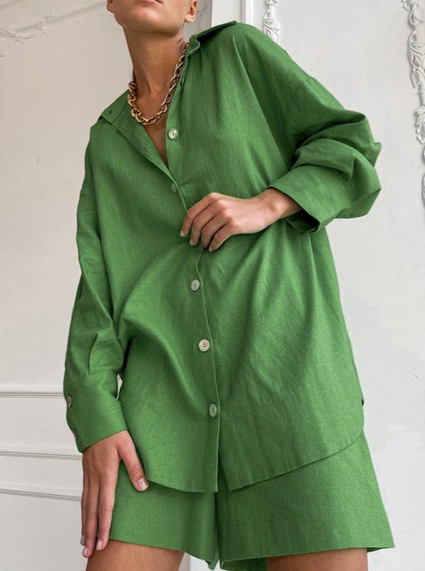 Ylva | Katoenen Set met Oversized Blouse en Korte Broek