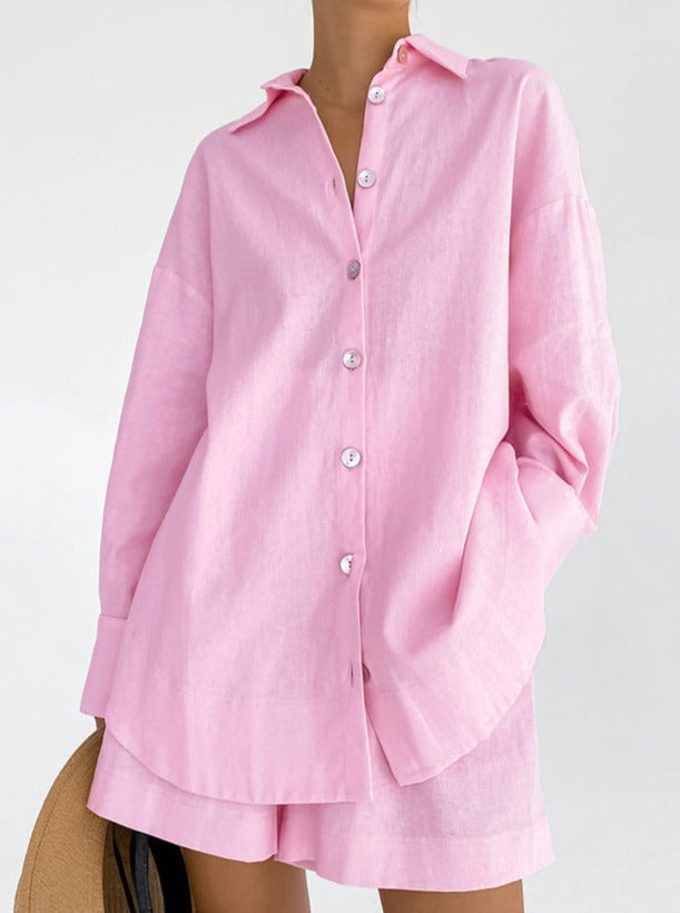 Ylva | Katoenen Set met Oversized Blouse en Korte Broek