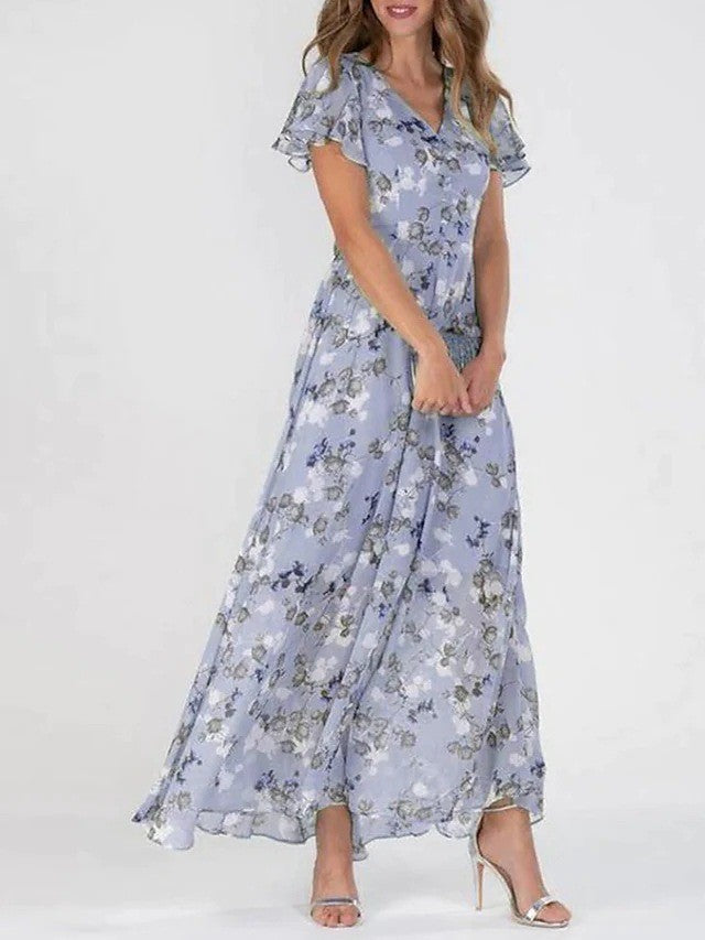 Loraina | Elegante Bloemige Chiffon Jurk
