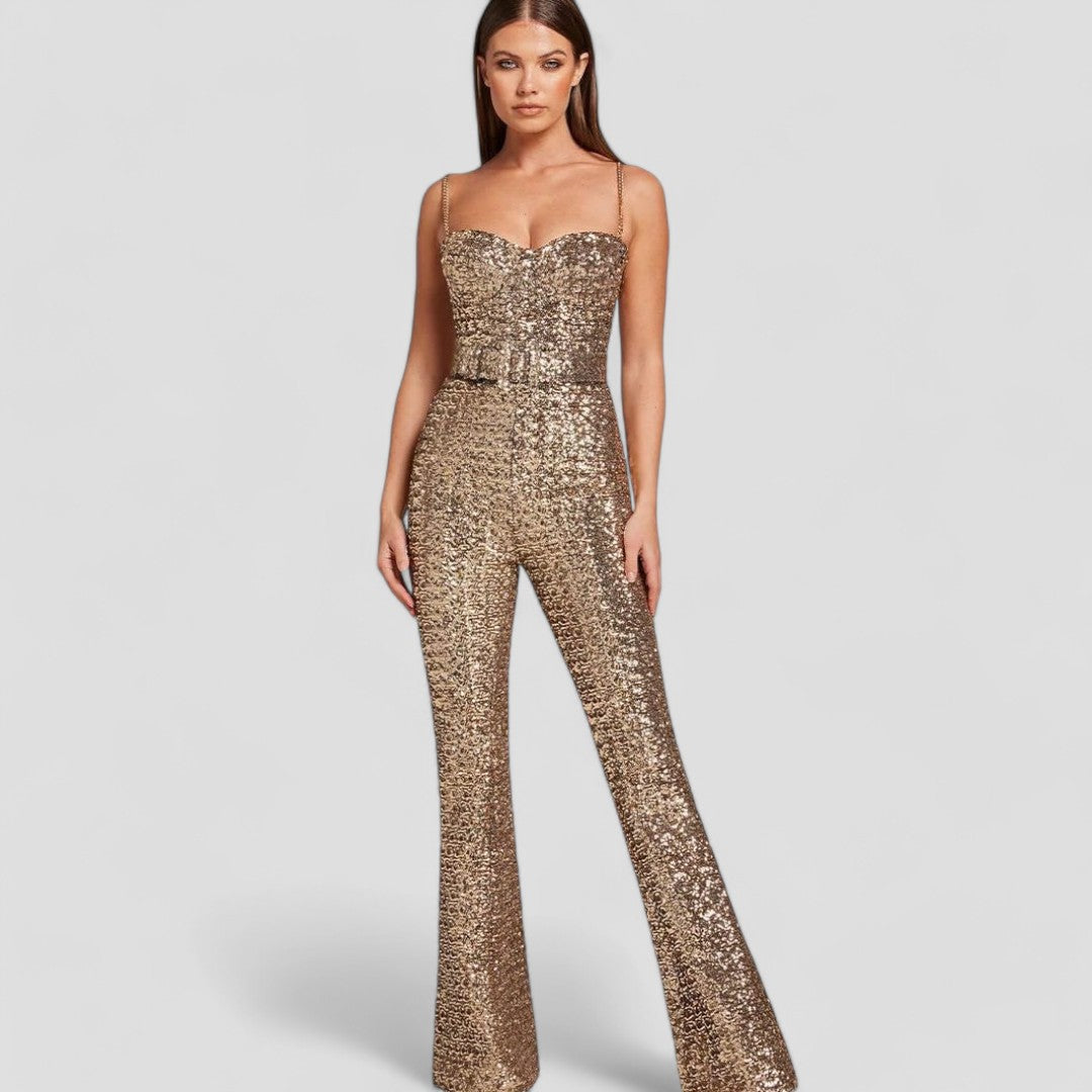 Jackie | Pailletten Flared Jumpsuit