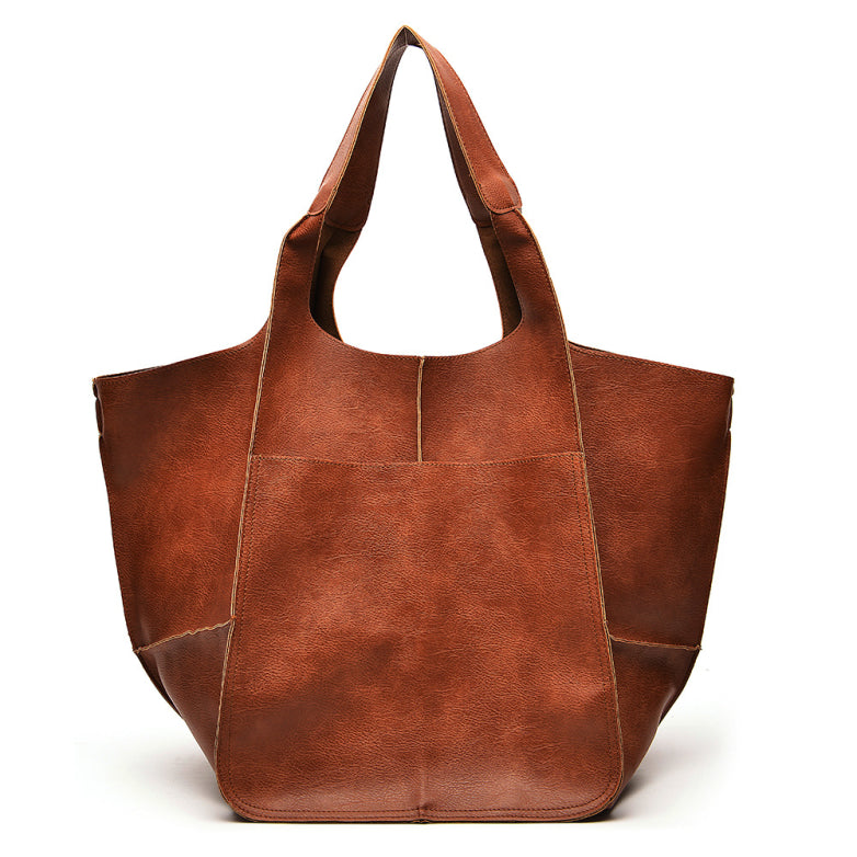 Oversized Leren Vintage Schoudertas