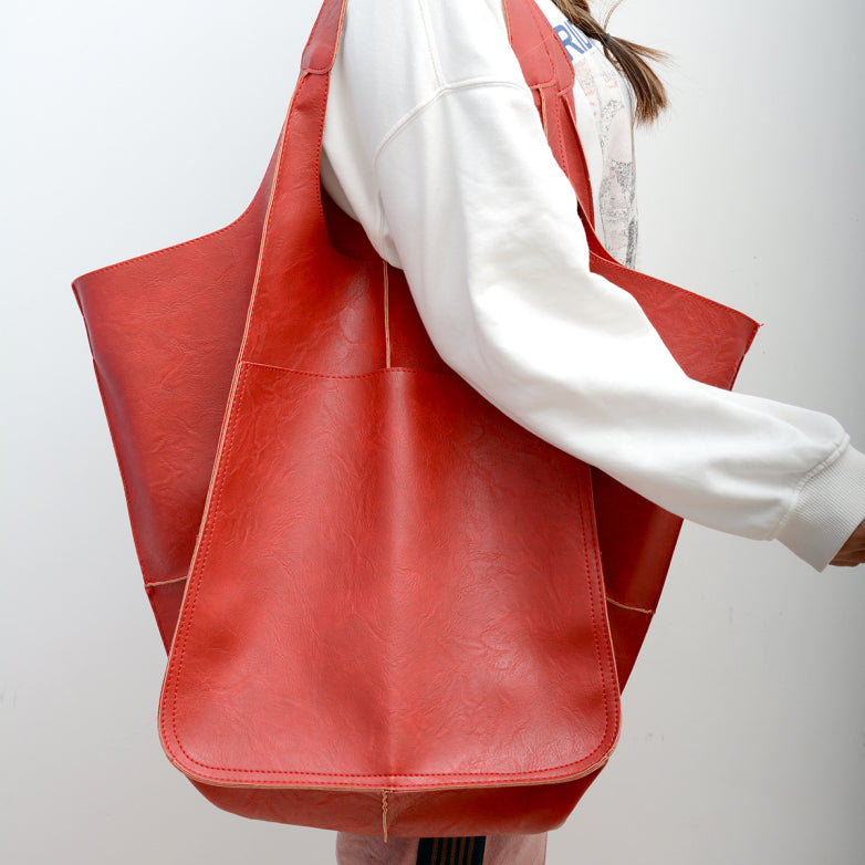Oversized Leren Vintage Schoudertas