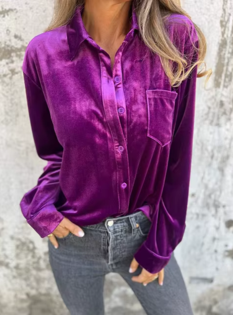 Cora | Elegante en Zachte Fluwelen Blouse