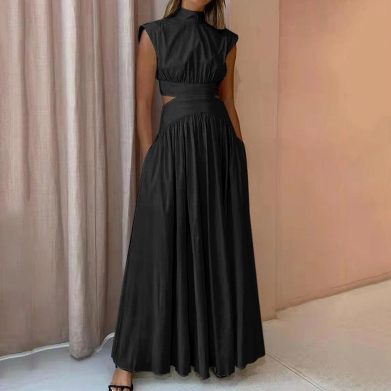 Anje | Elegante Mouwloze Maxi Jurk Dames – Tijdloos Chic met Hoge Halslijn