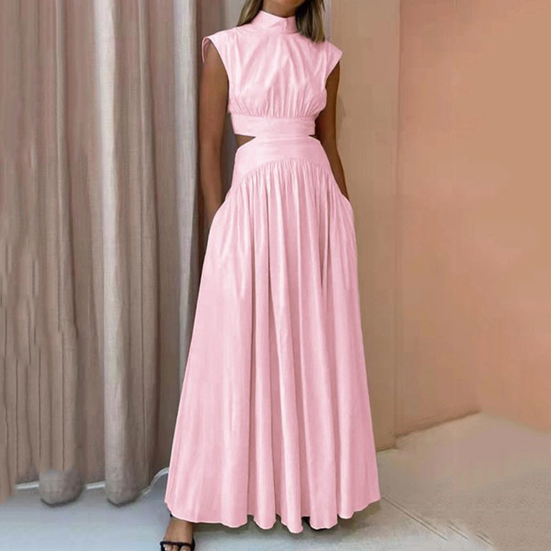 Anje | Elegante Mouwloze Maxi Jurk Dames – Tijdloos Chic met Hoge Halslijn